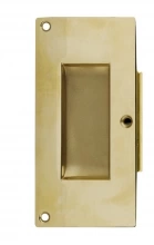 First Impressions Custom Door Pulls<br />DRB4 138BR PSG - Darby 4 - Pocket Door Pull - Solid Rectangular Brass Pocket Trim Set with Passage Mortise in Brass for 1-3/8" Door