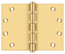 Deltana<br />CSB4560BB - 4 1/2" X 6" Square Hinge PAIR, Solid Brass, Ball Bearing, PVD Polished Brass