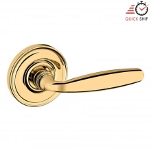 Baldwin - 5106.031.PASS IN STOCK - 5106 Lever w/ 5048 Rose - Passage Set, Non-Lacquered Brass Finish 5106031PASS Quick Ship