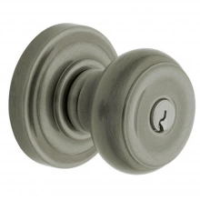Baldwin - 5210.076 - Colonial Knob - Keyed Entry with Classic Rose, Lifetime (PVD) Graphite Nickel Finish 5210076 Quick Ship