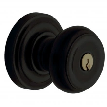 Baldwin - 5210.190 - Colonial Knob - Keyed Entry with Classic Rose, Satin Black Finish 5210190 Quick Ship