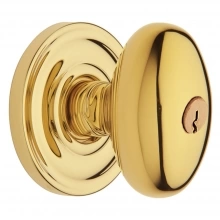 Baldwin - 5225.031 - Egg Knob - Keyed Entry with Classic Rose, Non-Lacquered Brass Finish 5225031 Quick Ship