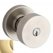 Baldwin<br />5230.031 - Contemporary Knob w/ Round Rose - Keyed Entry - Non-Lacquered Brass 5230031 Quick Ship