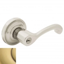 Baldwin - 5245.060 - Classic Lever w/ Classic Rose - Keyed Entry - Satin Brass & Brown 5245060 Quick Ship