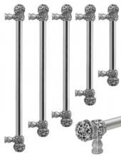Carpe Diem Cabinet Knobs - 5703 - Juliane Grace small finial 18" c to c appliance/long pull; 5/8" smooth bar with 52 Swarovski Crystals