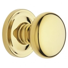 Baldwin - 5015.003 Includes roses, latch, D strike, 2 1/8" p - Classic Knob Set with 5048 Rose - Lifetime Polished Brass 5015003 Quick Ship