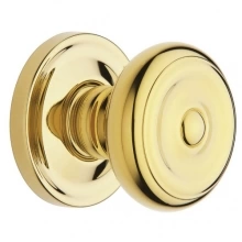 Baldwin - 5020.003 Includes roses, latch, D strike, 2 1/8" p - Colonial Knob Set with 5048 Rose - Lifetime Polished Brass 5020003 Quick Ship
