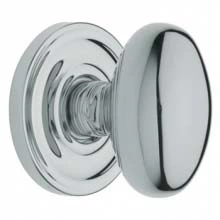 Baldwin - 5025.260 EGG KNOB W/ 5048 ROSE - POL. CHROME -  Pre-Configured Set With Knobs, Roses, Latch & 2 1/8 Adapter 5025260