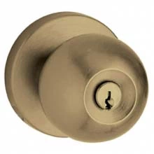 Baldwin - 5215.05 - Contemporary knob w/ Contemporary rose - Keyed Entry - Satin Brass and Black 5215050