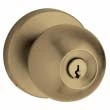 Baldwin<br />5215.05 - Contemporary knob w/ Contemporary rose - Keyed Entry - Satin Brass and Black 5215050