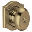 Baldwin<br />5237.050. - BETHPAGE KNOB W/ BETHPAGE ROSE - KEYED ENTRY - SATIN BRASS AND BLACK 5237050 Quick Ship