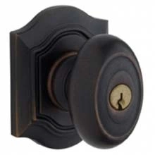 Baldwin - 5237.402. - BETHPAGE KNOB W/ BETHPAGE ROSE - KEYED ENTRY - DISTRESSED OIL RUBBED 5237402 Quick Ship