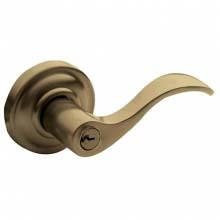 Baldwin - 5255.050 - Wave Lever w/ Classic Rose - Keyed Entry - Satin Brass & Black 5255050 Quick Ship