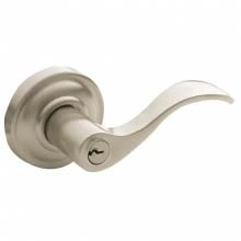 Baldwin - 5255.056 - Wave Lever w/ Classic Rose - Keyed Entry - Lifetime Satin Nickel 5255056 Quick Ship