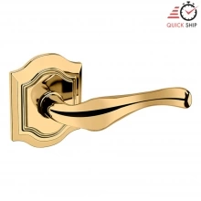 Baldwin - 5447V.003.PASS IN STOCK - 5447V Bethpage Lever with R027 Rose - Passage Set, Lifetime Polished Brass Finish 5447V 003PASS Quick Ship