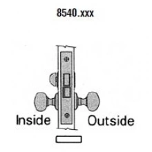 Baldwin - 8540 - SMALL CASE KNOB X KNOB INTERIOR MORTISE LOCK - PRIVACY - 2 1/2" BACKSET