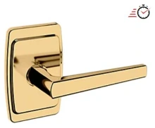 Baldwin - L024.003.PASS IN STOCK - L024 Lever w/ R046 Rose - Passage Set, Lifetime Polished Brass Finish L024003PASS Quick Ship