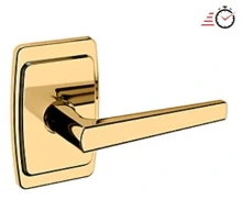 Baldwin - L024.031.PASS IN STOCK - L024 Lever w/ R046 Rose - Passage Set, Non-lacquered Brass Finish L024031PASS Quick Ship