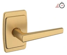 Baldwin - L024.033.PASS IN STOCK - L024 Lever w/ R046 Rose - Passage Set, Vintage Brass Finish L024033PASS Quick Ship