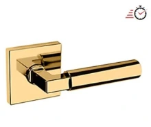 Baldwin - L029.031.PASS IN STOCK - L029 Lever w/ R017 Rose - Passage Set, Non-lacquered Brass Finish L029031PASS Quick Ship