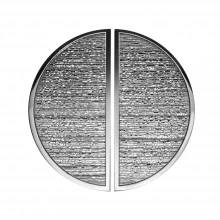 First Impressions Custom Door Pulls<br />BRK2 RDHSBR - Brooks 2 - Door Pull - 3/8" Solid Half Circle (Moon) Grip w/ 2-3/4" Face w/ Reeded, Hammered Center, 1/4" Smooth Border & Straight Round Brass Mount