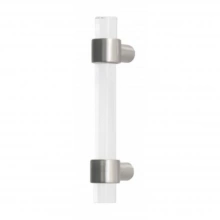 First Impressions Custom Door Pulls<br />CBN625 SBR - Cabinet 625 Cabinet Pull - 5/8" Diameter Solid Round Acrylic Clear or Frosted Grip, Wrap Around Straight Round Mounts in Brass