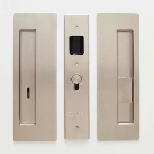 Cavilock - CL400B0328 - Cavity Sliders Magnetic Privacy Pocket Door Set, Emerg LH/Snib RH (Right Hand), Satin Nickel, for 1 3/8" Door Thickness