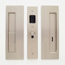 Cavilock - CL400B0329 - Cavity Sliders Magnetic Privacy Pocket Door Set, Snib LH (Left Hand)/ Emerg RH, Satin Nickel, for 1 3/8" Door Thickness