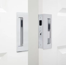 Cavilock - CL400D0035 - Cavity Sliders Magnetic Bi-Parting Privacy Pocket Door Set, Snib/Snib, Bright Chrome, for 1-3/8" Door Thickness