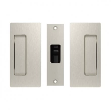 Cavilock - CL205A0003 - Passage Pocket Door Set, Non-Magnetic, Satin Nickel, for 1-3/8" Door Thickness