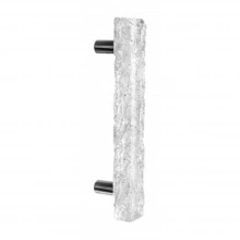 First Impressions Custom Door Pulls<br />CLW1 ACHSBR - Clearwater 1 - Cabinet Pull - 1-1/2" x 2" Solid Rectangular Fine or Coarse Acrylic Chiseled Grip, Straight Round Mounts in Brass