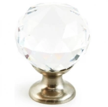 Schaub<br />70-CS-15 - Solid Brass Stargaze Crystal Round Knob, Satin Nickel, 1-1/8" Diameter