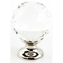 Schaub<br />70-CS-PN - Solid Brass Stargaze Crystal Round Knob, Polished Nickel, 1-1/8" Diameter