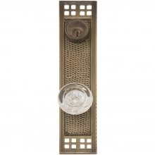 Brass Accents<br />D05-K535 J/K - Arts & Crafts Collection Deadbolt with Lever or Knob Full Plate Set