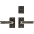 Rocky Mountain Hardware<br />E30403/E30403 Hammered Patio - Patio Dead Bolt/Spring Latch Set - 2-1/2" x 4-1/2" Hammered Escutcheons