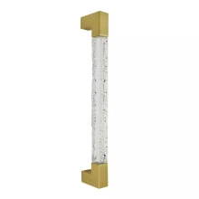 First Impressions Custom Door Pulls<br />GLC150 ICHSBR - Glacier 150 - 1-1/2" Solid Rectangular Clear Acrylic Grip with Inside Chiseled Only with Solid Brass Mitered End Brackets