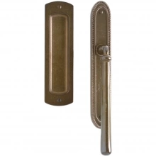 Rocky Mountain Hardware<br />FP249/E591 - Lift & Slide Set - 2-1/2" x 9" Flush Pull with 1-3/4" x 11" Interior Hammered Escutcheons	