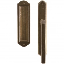 Rocky Mountain Hardware<br />FP259/E746 - Lift & Slide Set - 2-1/2" x 9" Flush Pull with 1-3/4" x 11" Interior Arched Escutcheons