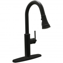 Huntington Brass - K1930049-MYJ - Crest Pull Down Kitchen Sink Faucet in Matte Black with Deck Plate