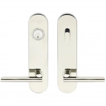 INOX Unison Hardware<br />LA243 TL4 - Tubular Sunrise Lever with LA Oval Plate in AISI 304 Stainless Steel