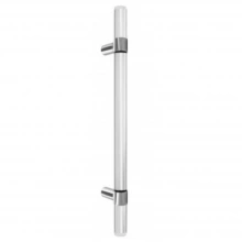 First Impressions Custom Door Pulls<br />CBN100 SS4 - Cabinet 100 - Door Pull - 1" Solid Round Acrylic Clear or Frosted Grip, Wrap Around Straight Round Mounts in Stainless Steel
