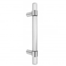 First Impressions Custom Door Pulls<br />CBN150 SS4 - Cabinet 150 - Door Pull - 1-1/2" Solid Round Acrylic Clear or Frosted Grip, Wrap Around Straight Round Mounts in Stainless Steel