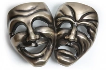Rocky Mountain Hardware - COMEDY/TRAGEDY MASK GRIPS   G80134   - Custom Door Pulls for Left and Right Door - Per Pair - CALL FOR PRICE
