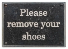 Rocky Mountain Hardware - PL200-NCS - ROCKY MOUNTAIN REMOVE SHOES PLAQUE NEW CENTURY SCHOOLBOOK FONT