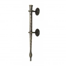 First Impressions Custom Door Pulls<br />SNJ4 FRDHMRSST - San Juan 4 - Door Pull - 1-3/16" Solid Hand Forged and Hammered Grip with Eyelet Mounts and Decorative Rosettes in Steel