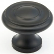 Schaub<br />703-FB - Solid Brass, Traditional, Round Knob, 1-1/4" diameter, Flat Black finish