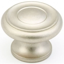 Schaub - 704-DN - Solid Brass, Traditional, Round Knob, 1-1/2" diameter, Distressed Nickel finish