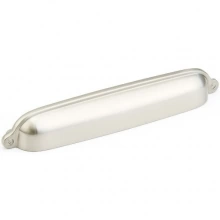 Schaub - 744-15 - Solid Brass, Country, Cup Pull, 6"cc, Satin Nickel finish