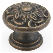 Schaub - 870-ABZ - Solid Brass, Corinthian, Round Knob, 1-3/8" diameter, Ancient Bronze finish