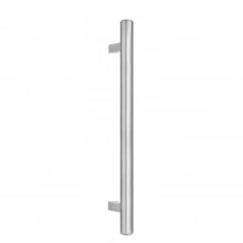First Impressions Custom Door Pulls<br />WST150 SMTFS4 - Wasatch 150 - Door "Ladder" Pull - 1-1/2" Tubular Round Grip With End Caps and Offset With Bevel Mounts in Stainless Steel